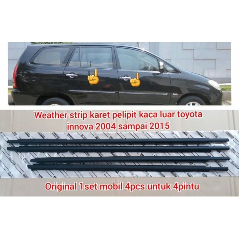 Karet Pelipit List Kaca Luar Weather Strip Innova Hitam original