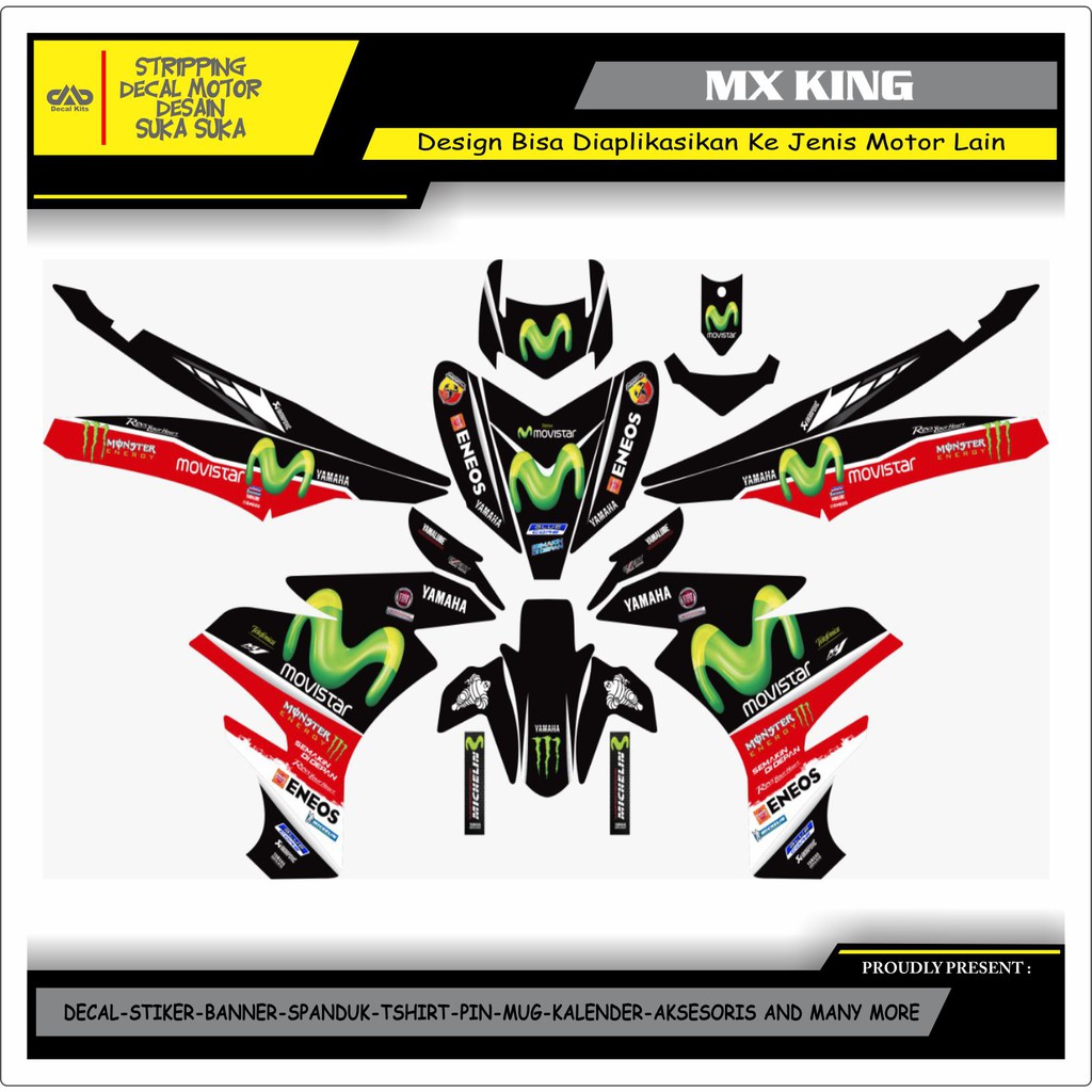 Stiker mx king striping mx king decal sticker mx king full MONSTER ENERGY BLACK