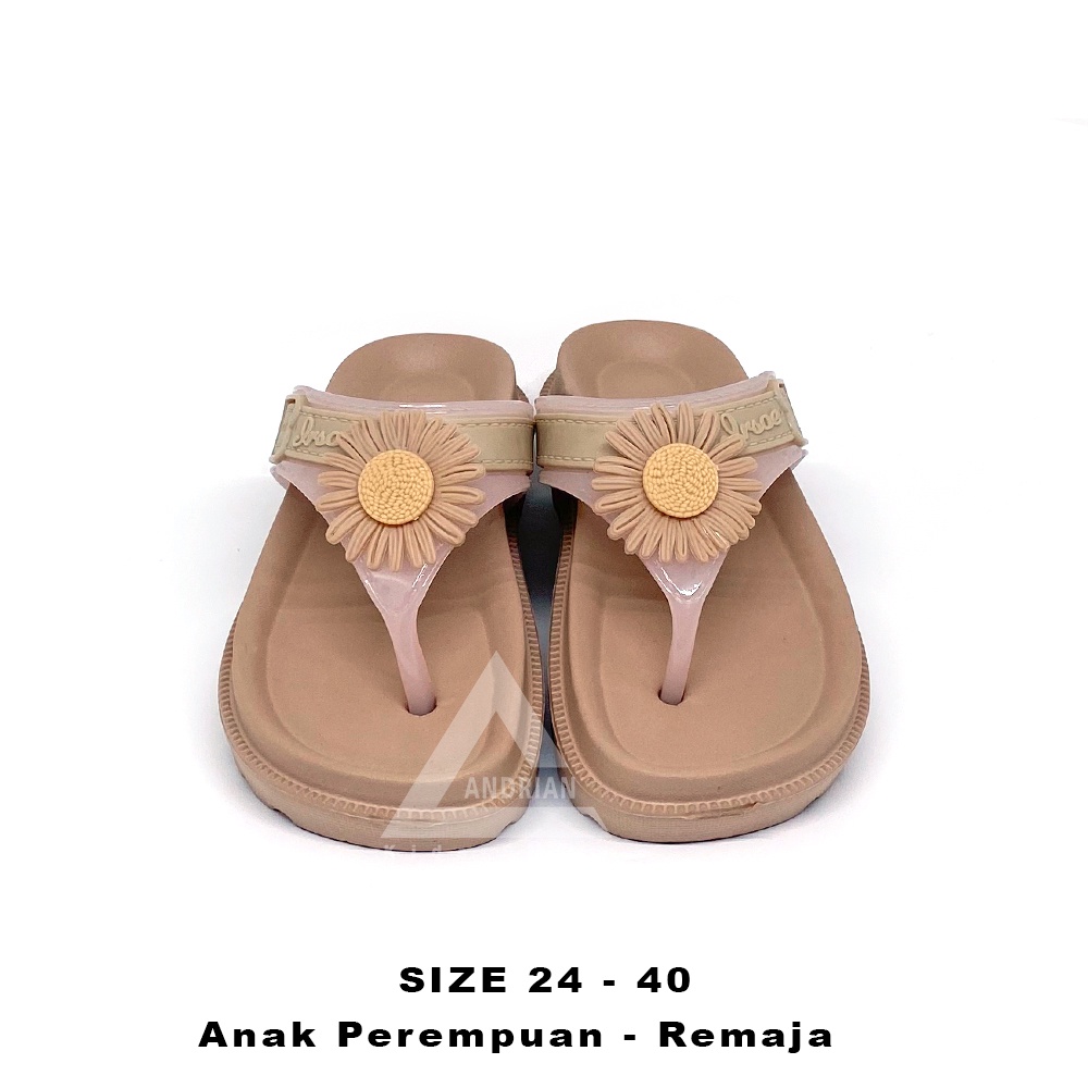 IRSOE sandal jepit anak perempuan / motif bunga matahari yang model terbaru