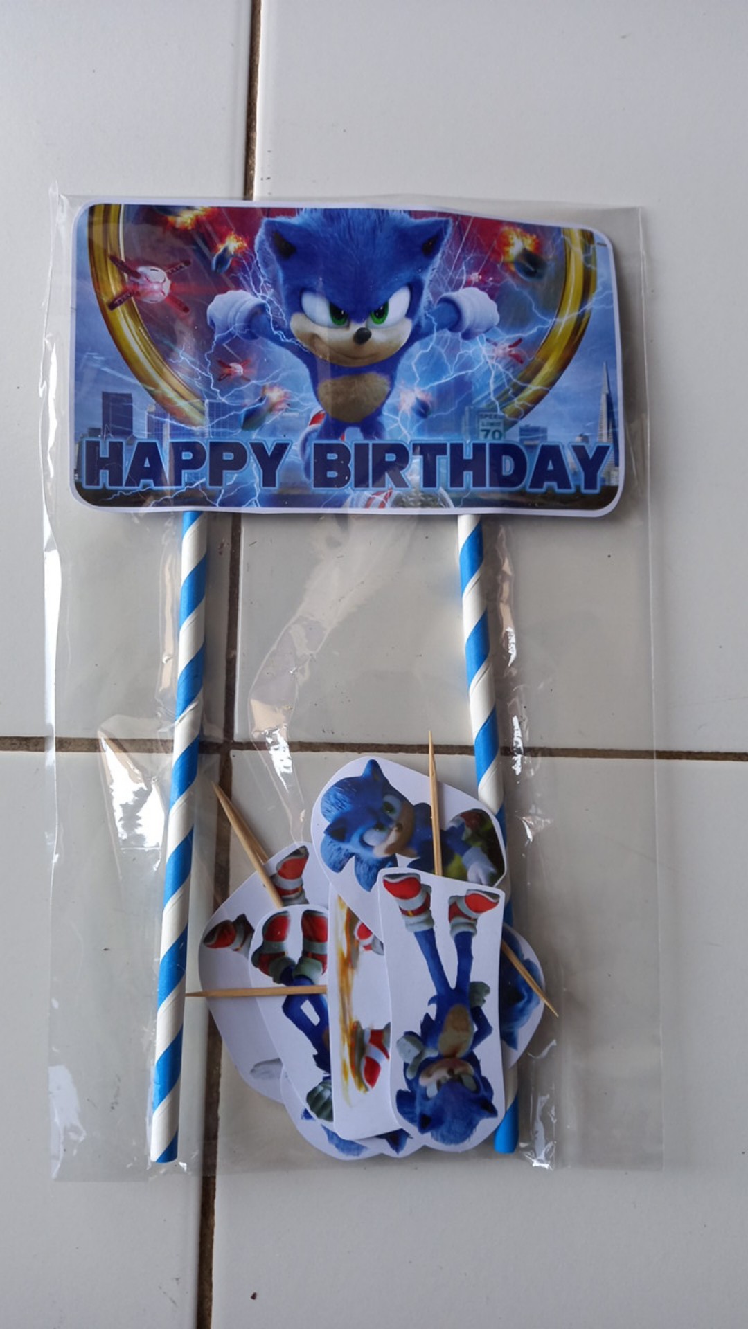 Hiasan Kue Cake Topper Birthday C1 Sonic Live Action Isi 7