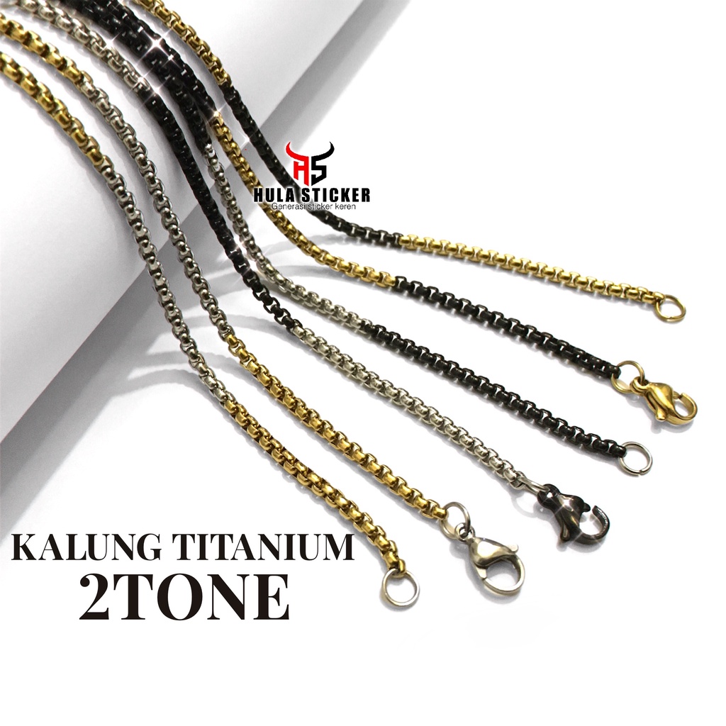 Rantai Kalung Titanium Pria Wanita ROLO 2 WARNA Stainless Premium Anti Karat Titanium 316L / Rantai MCI