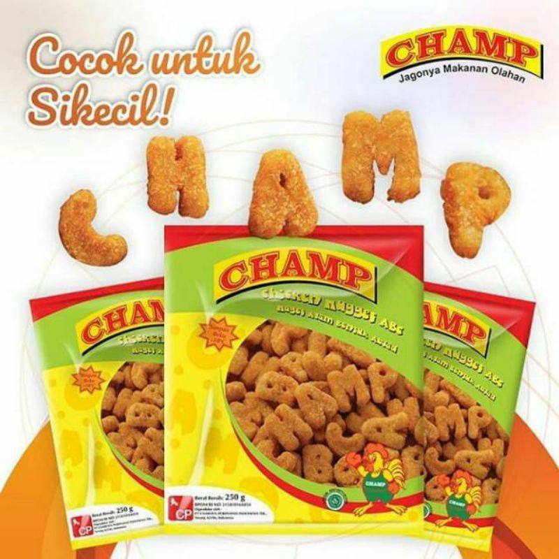 

CHAMP CHICKEN NUGGET ABC 250GR | NAGET CHAMP BENTUK ALPHABET 250GR