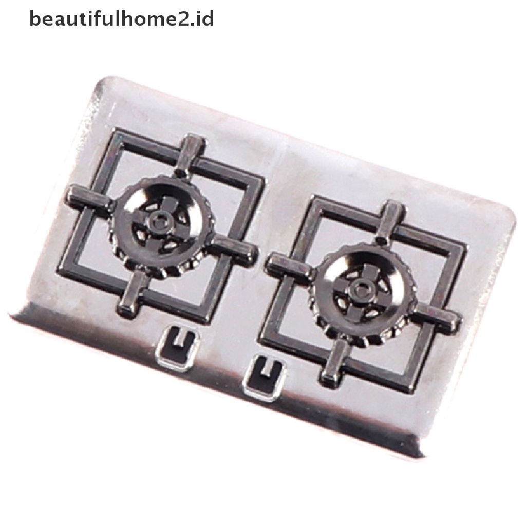 (beautifulhome2.id) 1 Set Miniatur Kompor Gas Bahan Metal Untuk Dekorasi Rumah Boneka 1: 12