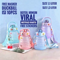 botol minum 1.3 liter viral kapasitas 1300ml motivator penanda waktu