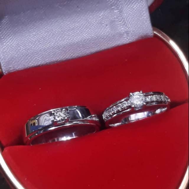 Cincin kawin/nikah emas putih & perak berlian