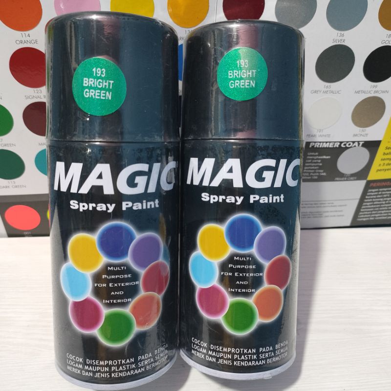 Magic Spray Paint Pilox Pilok Magic Bright Green Hijau Metalik Metalic 193 300cc Cat Semprot Serbaguna Magic Ukuran Besar 300 cc