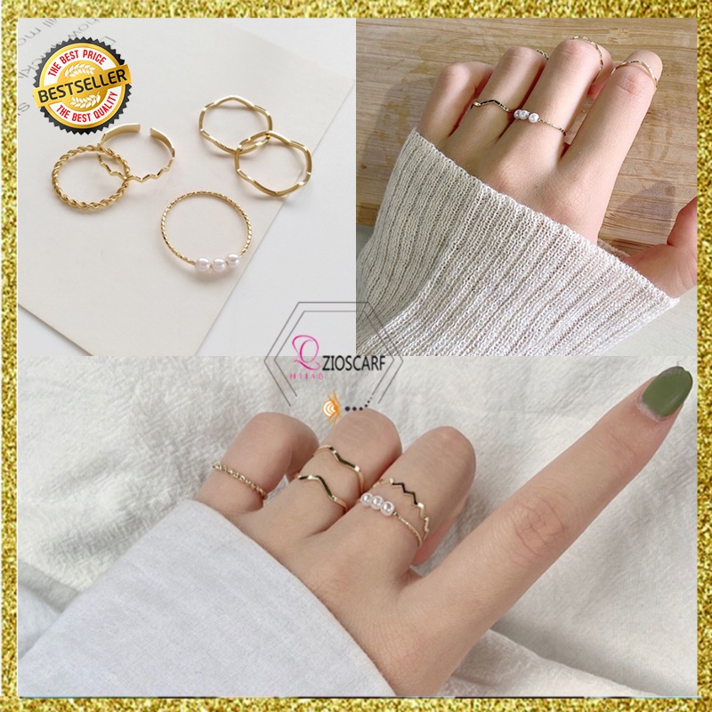 SET 5PCS CINCIN WANITA KOREA AKSESORIS WANITA GAYA VINTAGE SIMPLE IMPORT CNC1