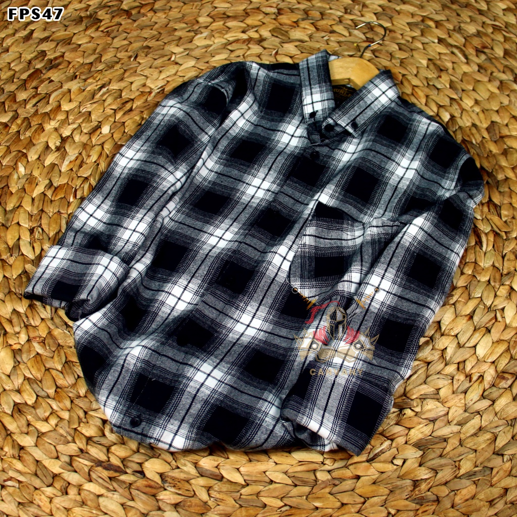 kemeja flanel pria lengan panjang premium motif kotak-kotak best seller bisa COD