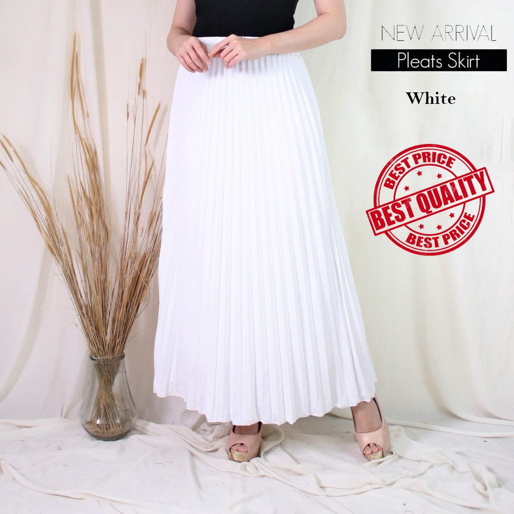 Rok Plisket - Rok Wanita Broken White Size XXL Mrs4