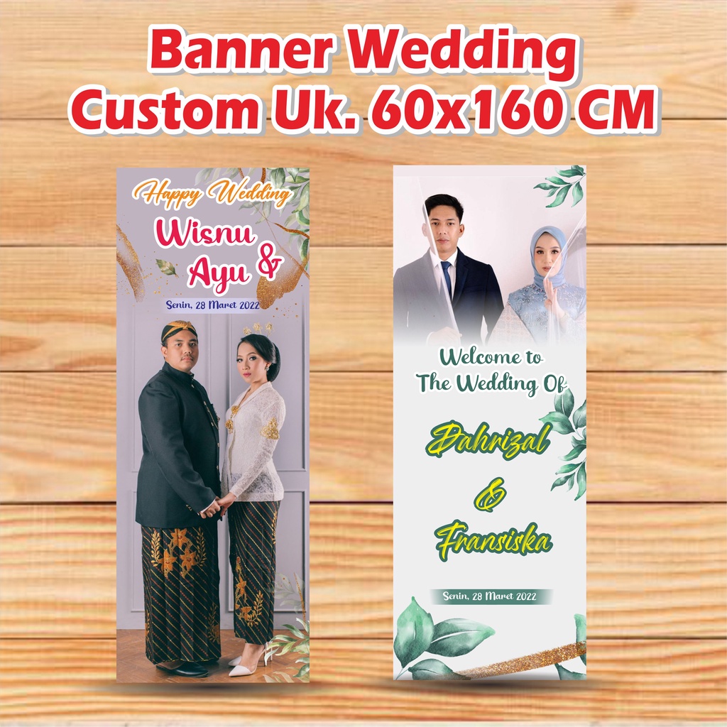 BANNER WEDDING / SPANDUK WEDDING CUSTOM UK. 60X160 CM | BANER WEDDING SELAMAT DATANG
