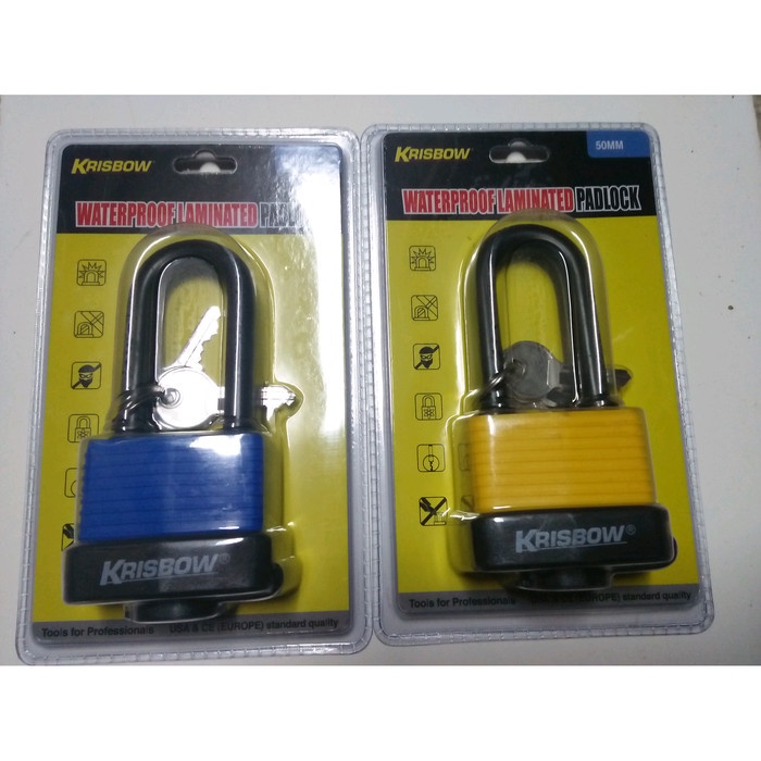 KRISBOW kunci gembok leher panjang Tahan Air 50mm sepeda motor pagar