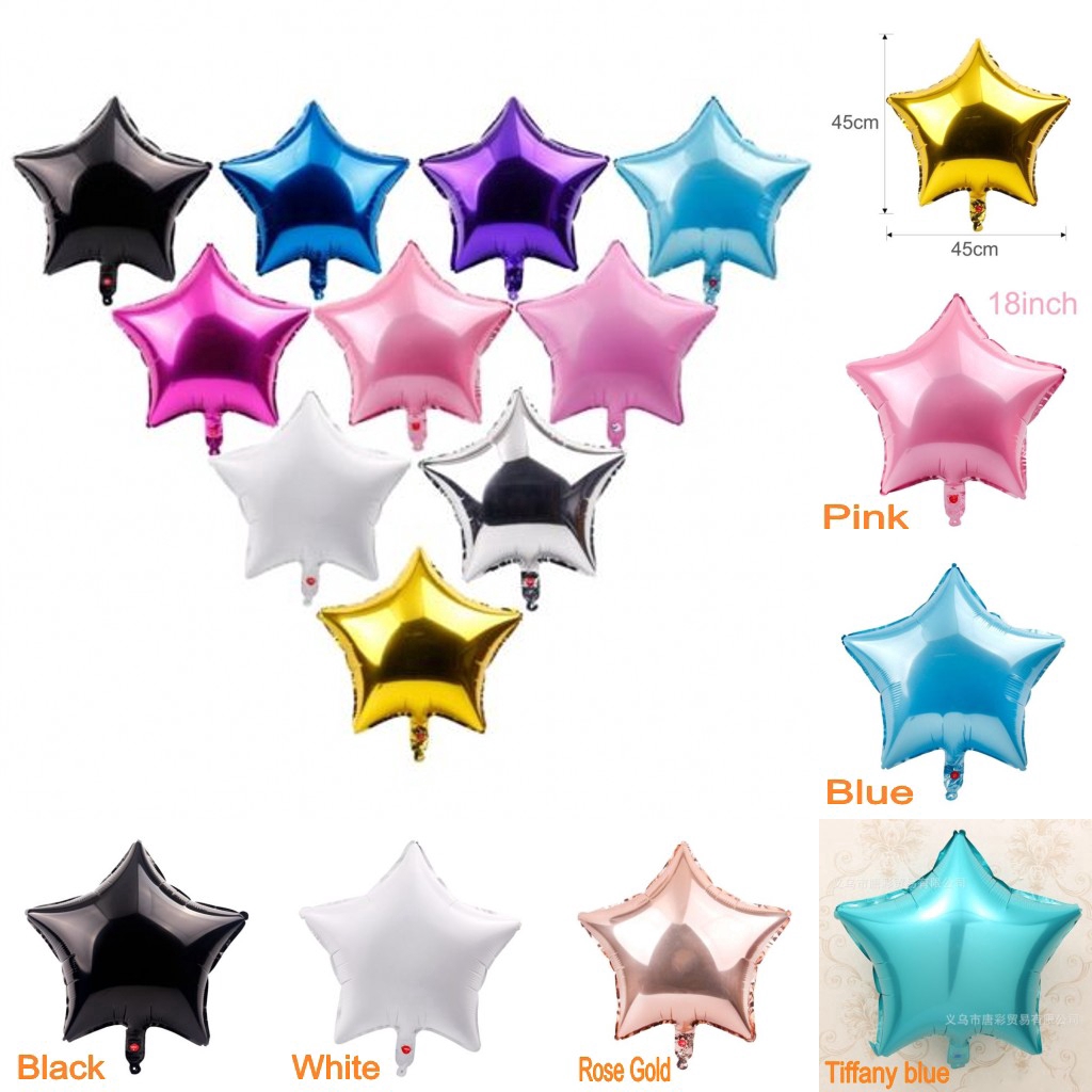 5pcs Balon Helium Foil Bentuk Bintang Ukuran 18 Inch Untuk Dekorasi Pesta Pernikahan