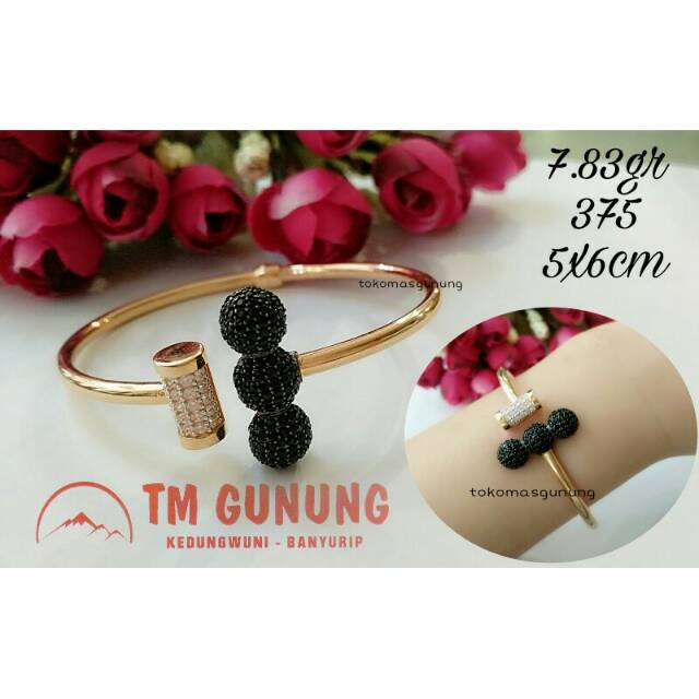 Gelang Oval Triple Dior Black Stones 375