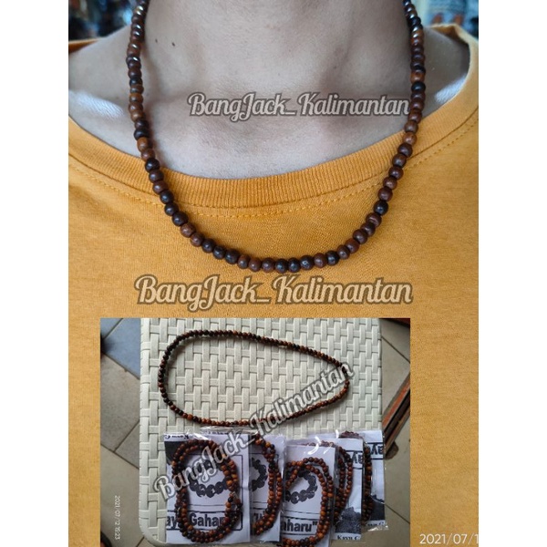 Kalung Kayu Gaharu Wangi Asli Kalimantan Kalung Cowok Cewek isi 100 butir