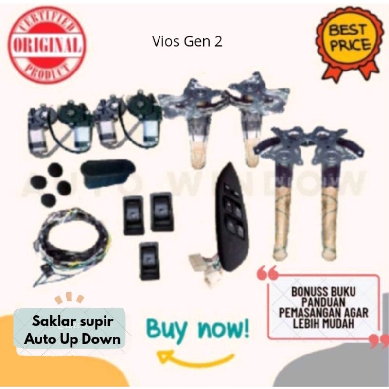 1 set power window  Alarm Central Lock Mobil Vios limo gen 2 Original Garansi