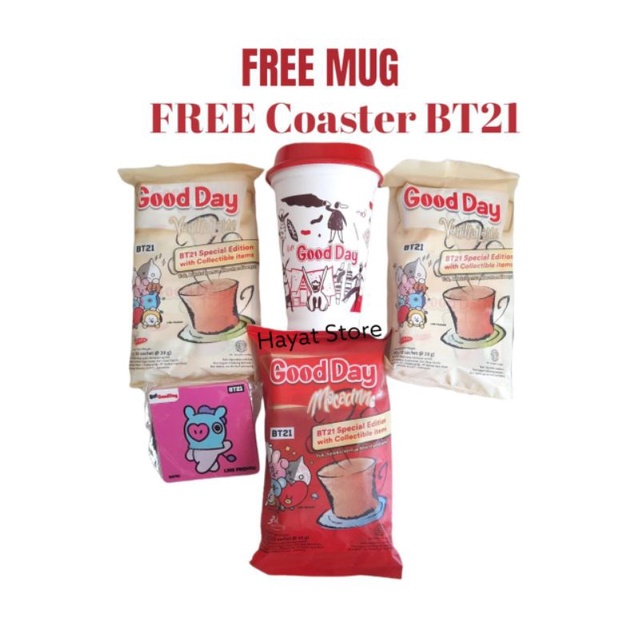 Kopi Good Day Spesial Edition BT21 Free Mug Coaster