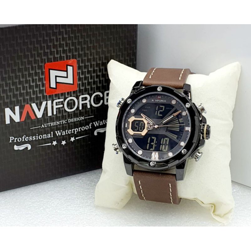 Jam Tangan Pria Naviforce Original Tali Kulit Garansi 1 Tahun