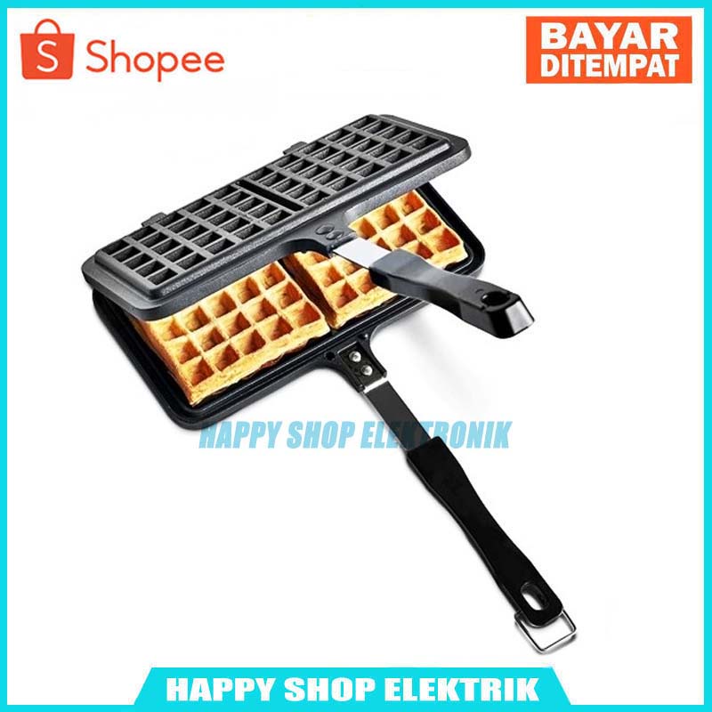 Cetakan Kue Wafel Waffle Maker Dobel Untuk Kompor - BERKUALITAS