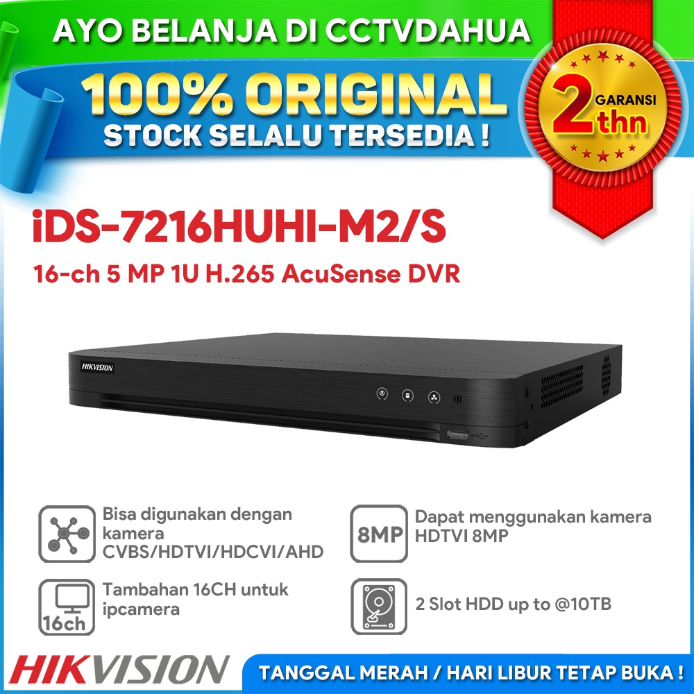 HIKVISION iDS-7216HUHI-M2/S 16-CH 5 MP 1U H.265 ACUSENSE DVR