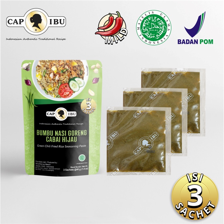 CAP IBU Bumbu Nasi Goreng Cabai Hijau Pouch Sachet 40g x 3 pcs