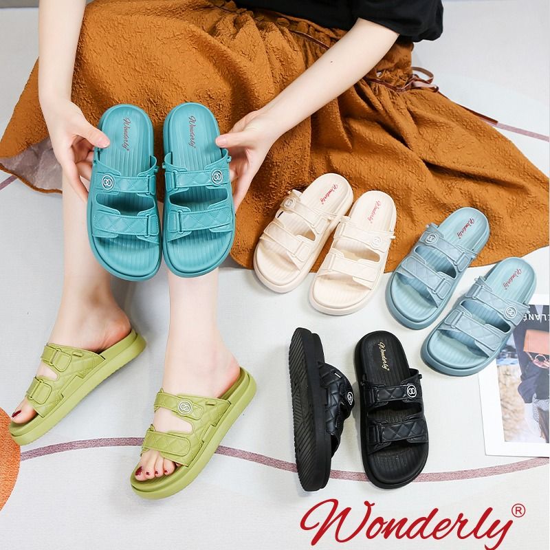 2000-1 [WONDERLY] Sandal Wanita Tali 2 In 1 Jelly Sendal Karet Sendal Tali Sandal Flat Tali Sandal Slop Sandal Selop Karet