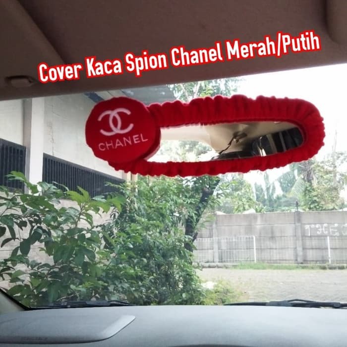 COVER SARUNG BANDO KACA SPION TENGAH MOBIL CHANEL MERAH PUTIH