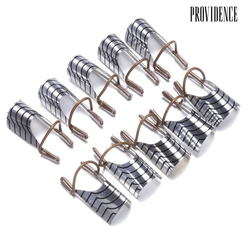 Providence 10Pcs Women Reusable Aluminum Nail Art UV Gel Acrylic Tips Extension Guide Forms