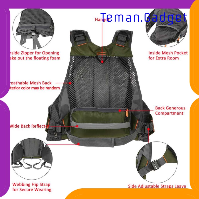 TG-IF267 LIXADA ROMPI PANCING FISHING LIFE JACKET MULTI SLOT - GDS09