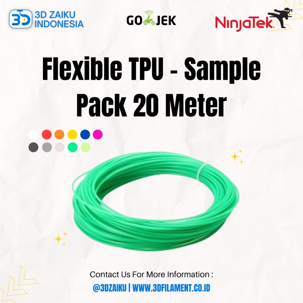 SAMPLE PACK 20 METER NinjaTek Flexible TPU 3D Filament from USA