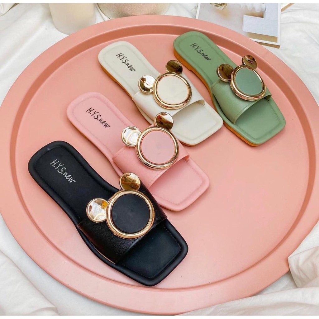 Sendal Wanita Sandal Teplek Wanita  Jelly Mickey Belt HYS New 2078