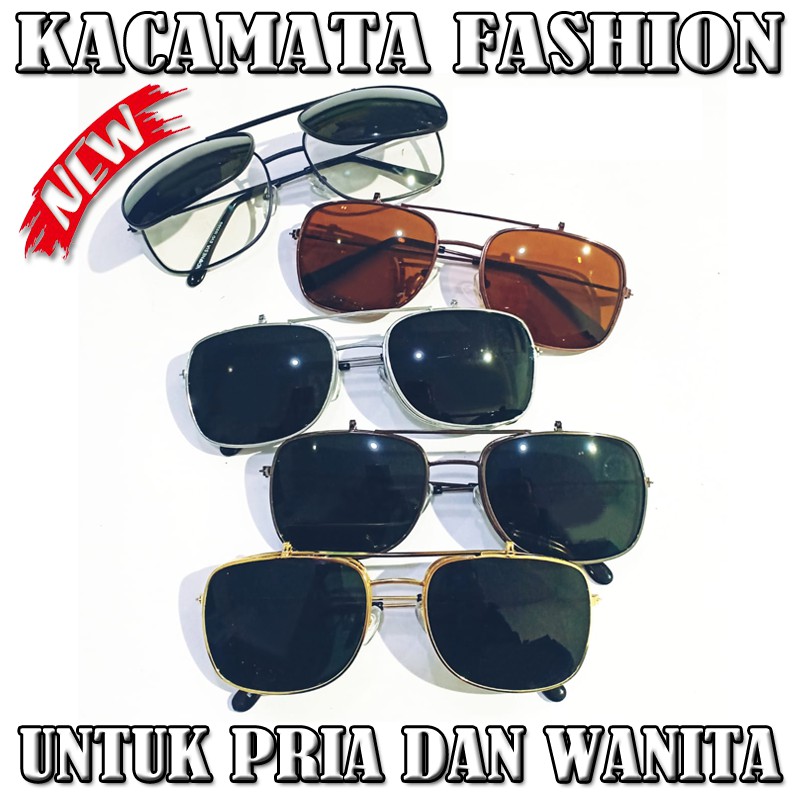 Kacamata Hitam Fashion Kaca Mata Flip flop Pria Wanita Sunglasses Kacamata Gaya Lensa Flip-Up