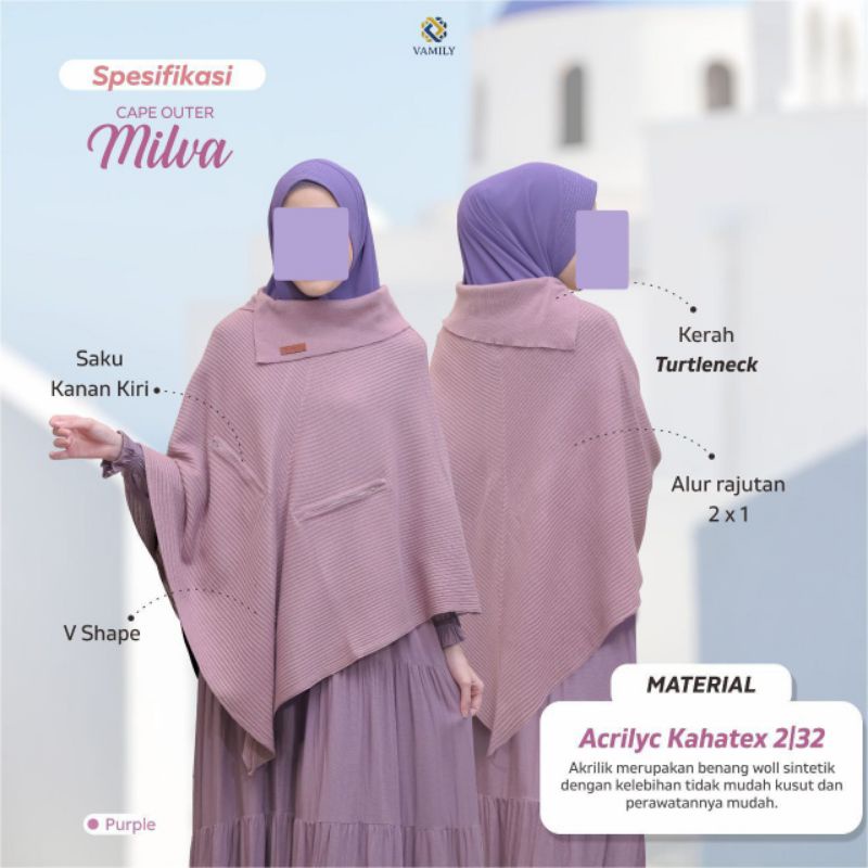 TERBARU MILVA Cape - Outer Rajut | By Vamily ORI | Outer muslimah syar'i polos