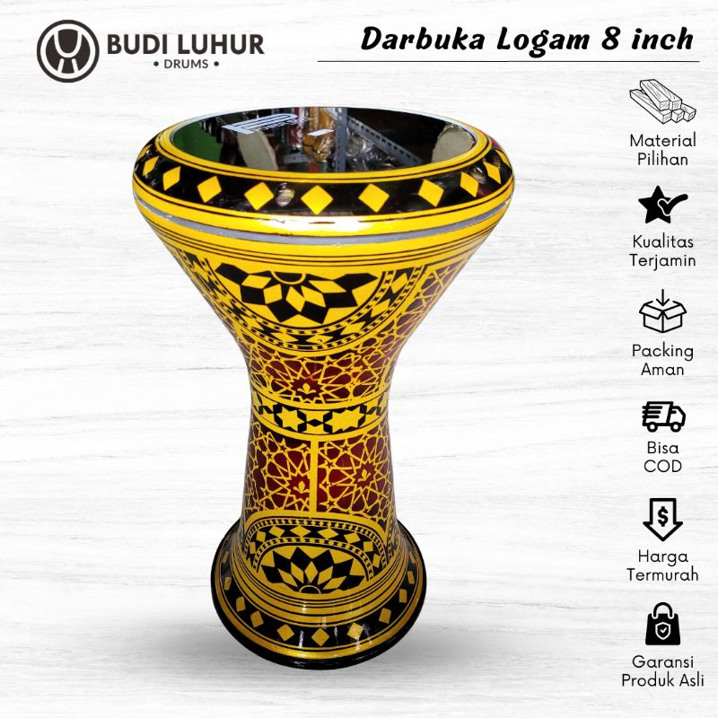 Darbuka 8 Inci Fullset Tas Kunci L Calti Darbuka Bahan Aluminum Mika Power Beat 8 inch Bergaransi