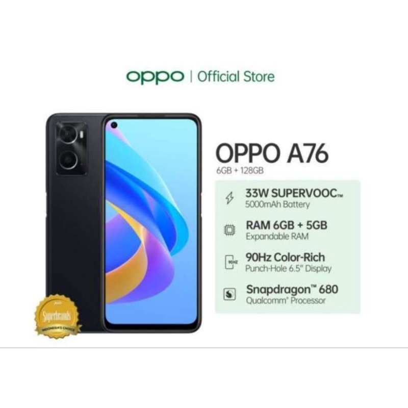 OPPO A76 RAM 6/128 BARU GARANSI RESMI OPPO
