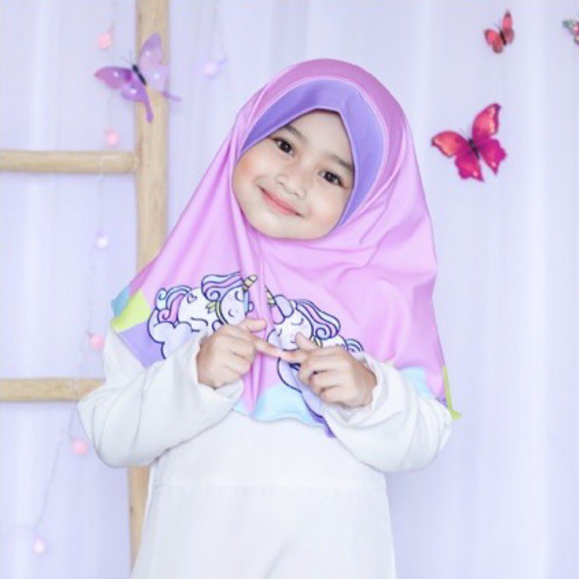 HIJAB INSTANT UNICAKE / HIJAB INSTANT UNUCORN CAKE / JILBAB ANAK KARAKTER LUCU /  HIJAB ANAK