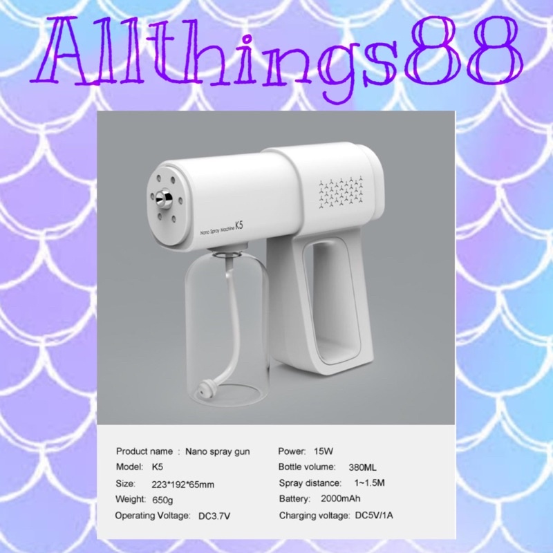 READY STOCK !!! Nano Spray Gun Disinfectant UV Light Wireless Model K5 - ALAT ANTI VIRUS