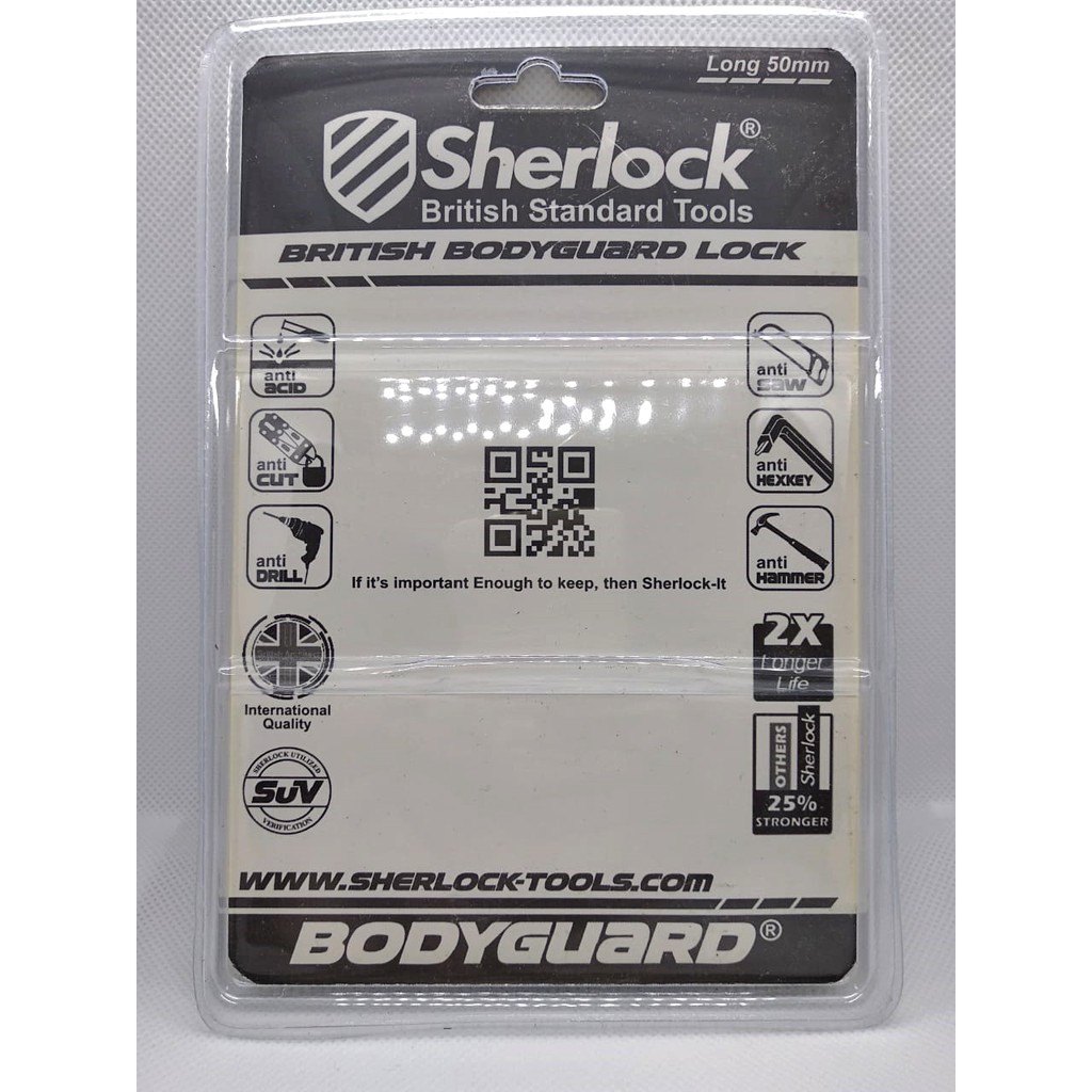 Gembok Original Sherlock British Bodyguard Lock Long 50mm