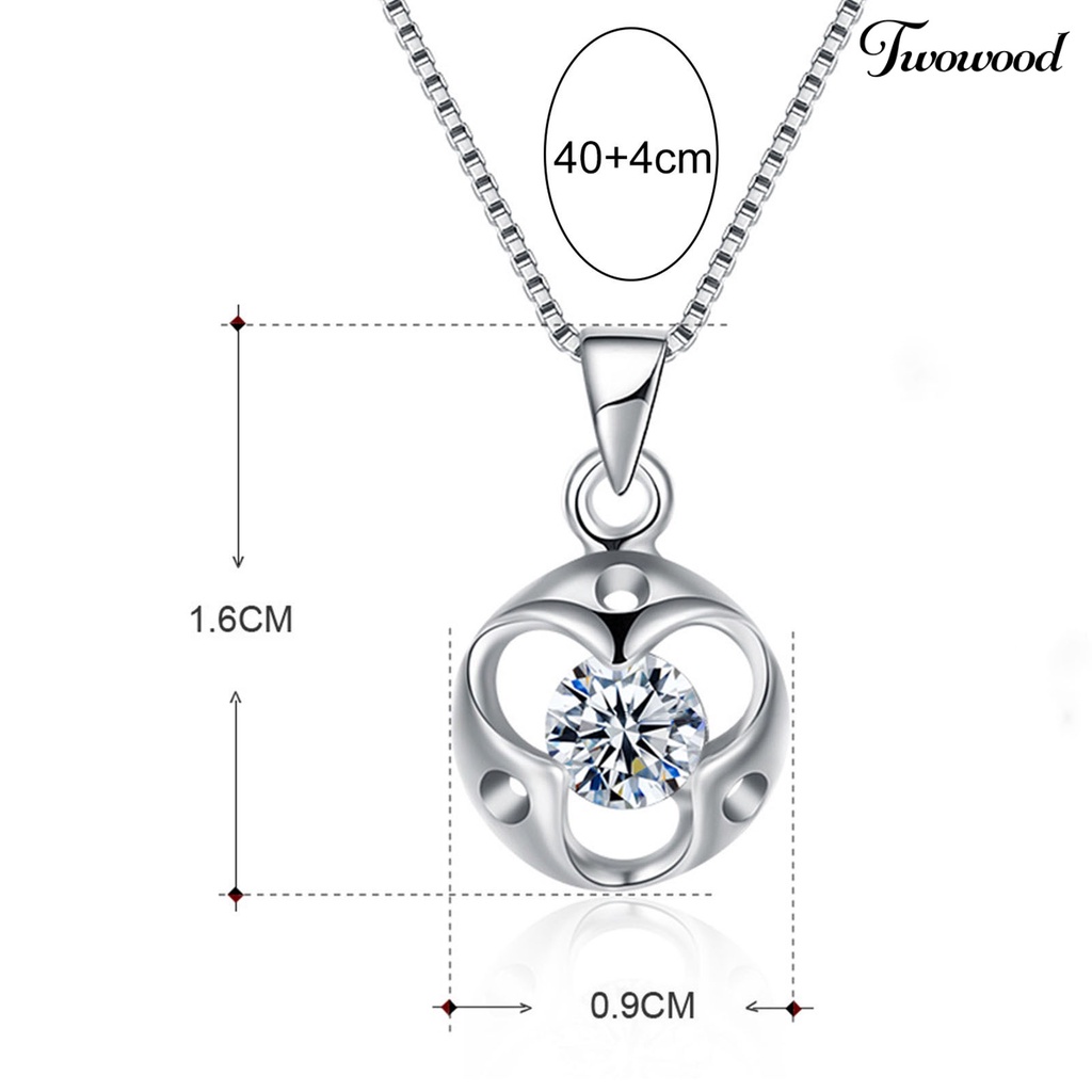 Kalung 925 Silverhoo Bentuk Lingkaran Model Hollow Bahan Cubic Zirconia Untuk Pesta