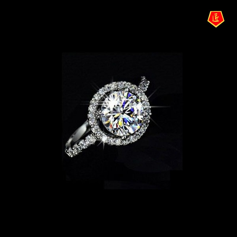 [Ready Stock]Women's Korean-Style Fashion Inlaid Moissanite Ring