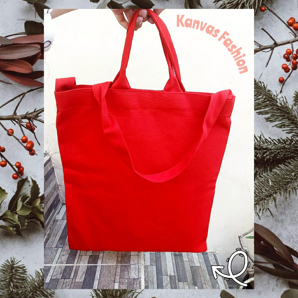 SALE LJY24 Tas Tote Bag Wanita Kanvas Warna Polos Solid Colour Canvas Layer TKM