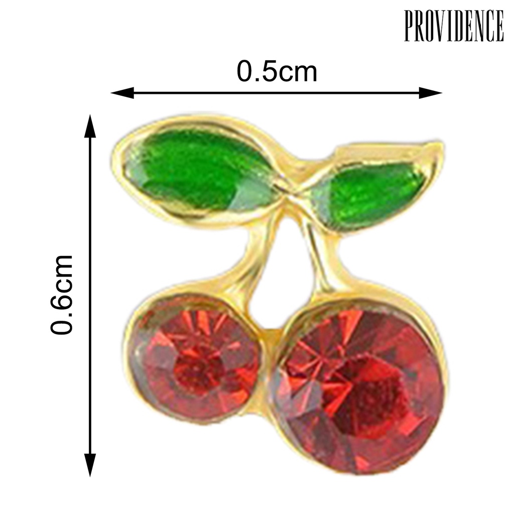 Providence 10Pcs Cherry Shape Nail Art Exquisite Workmanship Ultra-light DIY Shiny Nail Art Rhinestone Studs for Salon