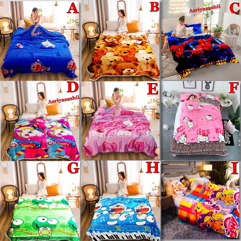 Selimut Bulu Halus 140x190 Motif Karakter Anak Keren Murah Asriyasashii Berkualitas