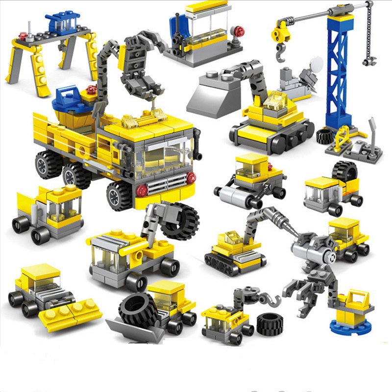 16in1 City Fire Station Building Blocks Set Truk Pemadam Kebakaran Pesawat Brinquedos Hobby Bricks Mainan Anak