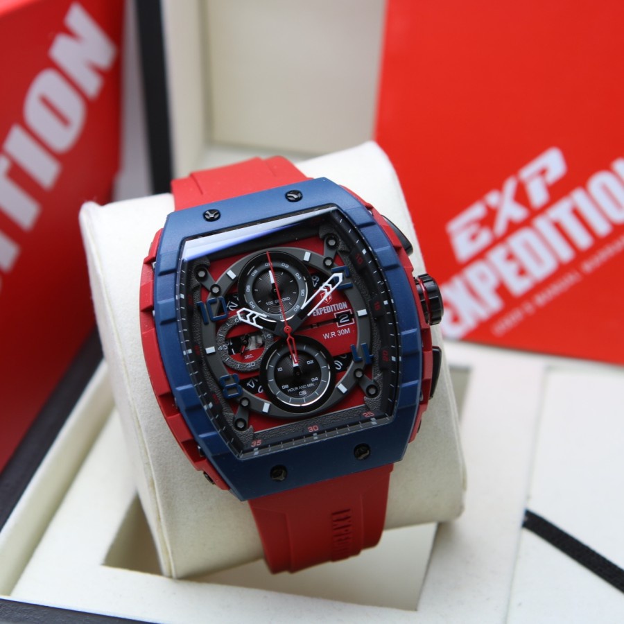 NEW VERSION  Jam Tangan Pria Expedition E 6782 E6782 M Red Blue Original