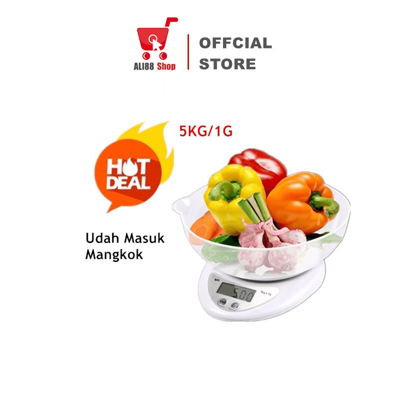 Timbangan Dapur Digital Mangkok 5kg / Timbangan kue Digital Elektrik