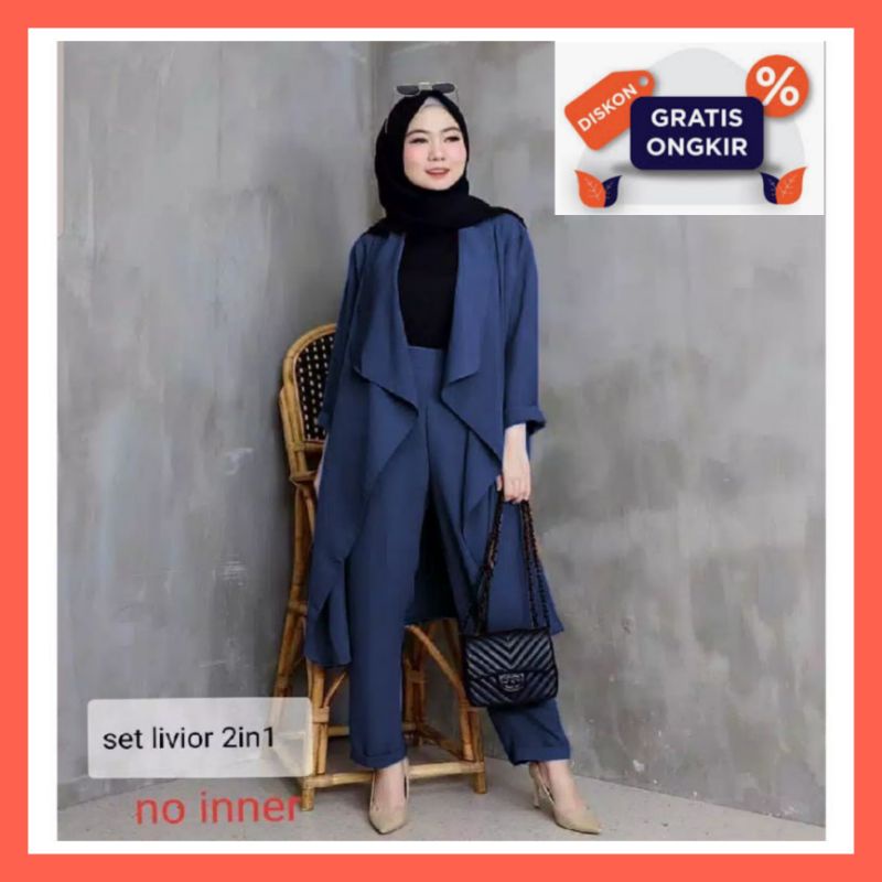 setelan set pakaian baju celana tunik remaja muslim wanita model pesta premium cantik murah elegan p