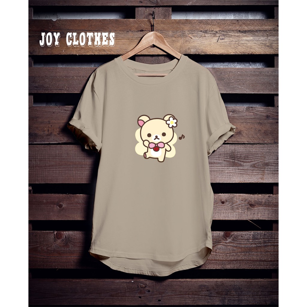 RILAKKUMA FLOWER KREM TSHIRT/ KAOS SABLON RILAKKUMA WANITA