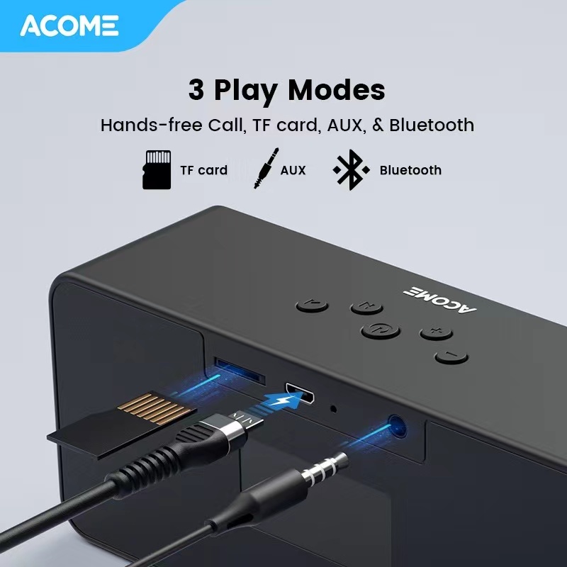 ACOME A16 Speaker Bluetooth Super Bass 5.2 10W High Power 3 Playback Modes Garansi Resmi 1 Thn