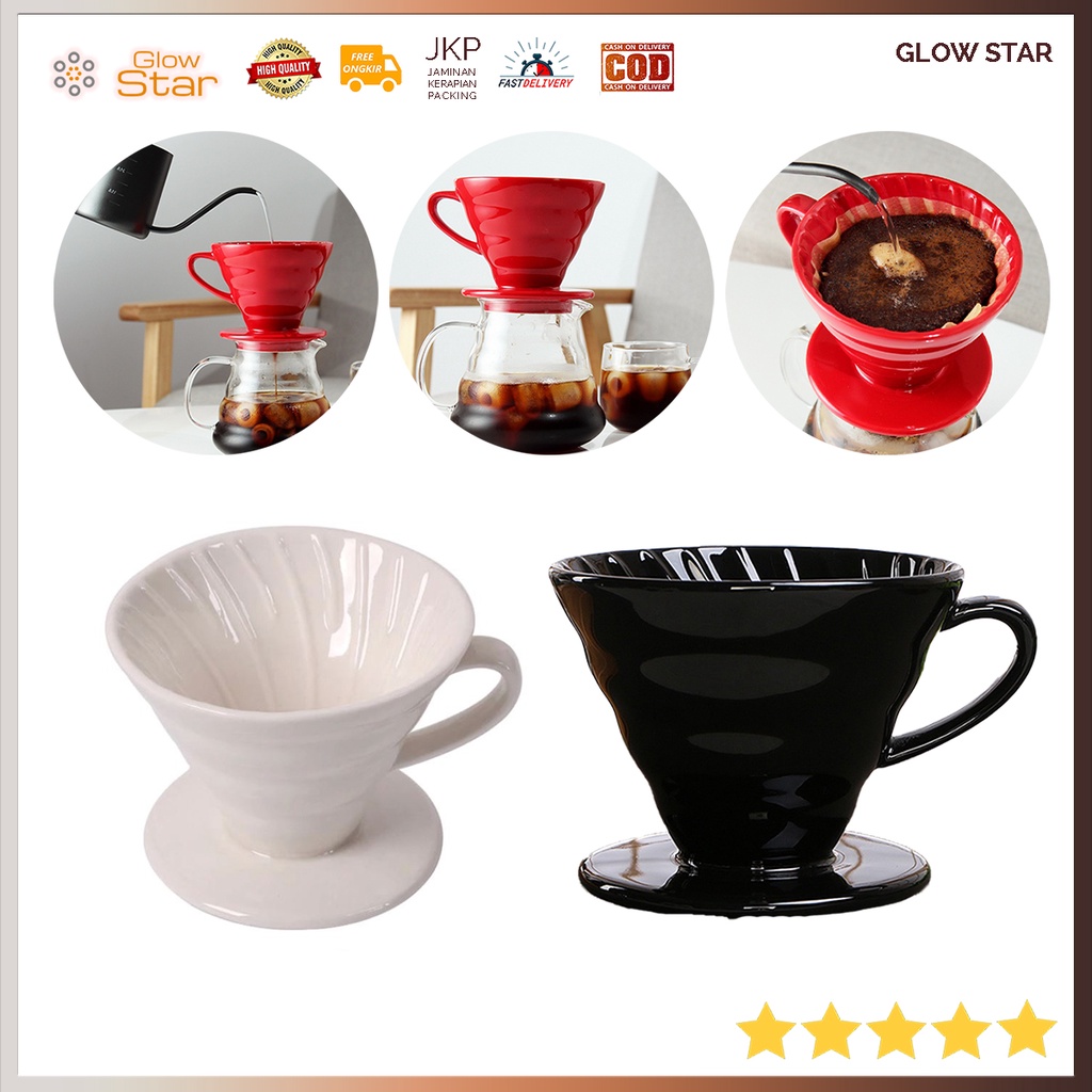 Filter Penyaring Kopi V60 Glass Coffee Filter Dripper 1-4 Cups