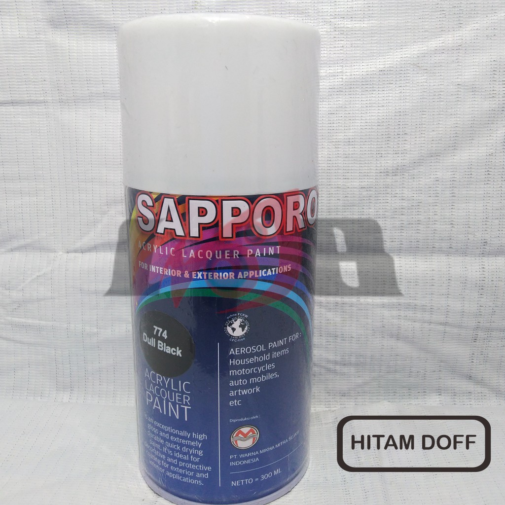 Sapporo Black Dull 774 Cat Semprot Saporo Paint Hitam Doff Dof Dop Flat